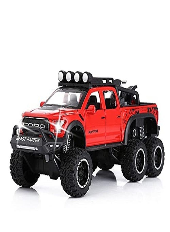 KING FORU Exclusive Alloy Metal Pull Back Die-cast Car Scale Model with Sound Light Mini Auto Toy for Kids Metal Model Toy Car with Sound and Light New Version (Ford Pickup RED) - Image 3